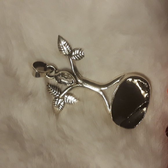 Tree of Life Shungite Herkimer Diamond Gemstone pendant Sterling Silver .925 - Picture 5 of 10